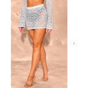 NEW! PrettyLittleThing Baby Blue Lace Micro Mini Skirt - Size 2 US/ 6 UK
